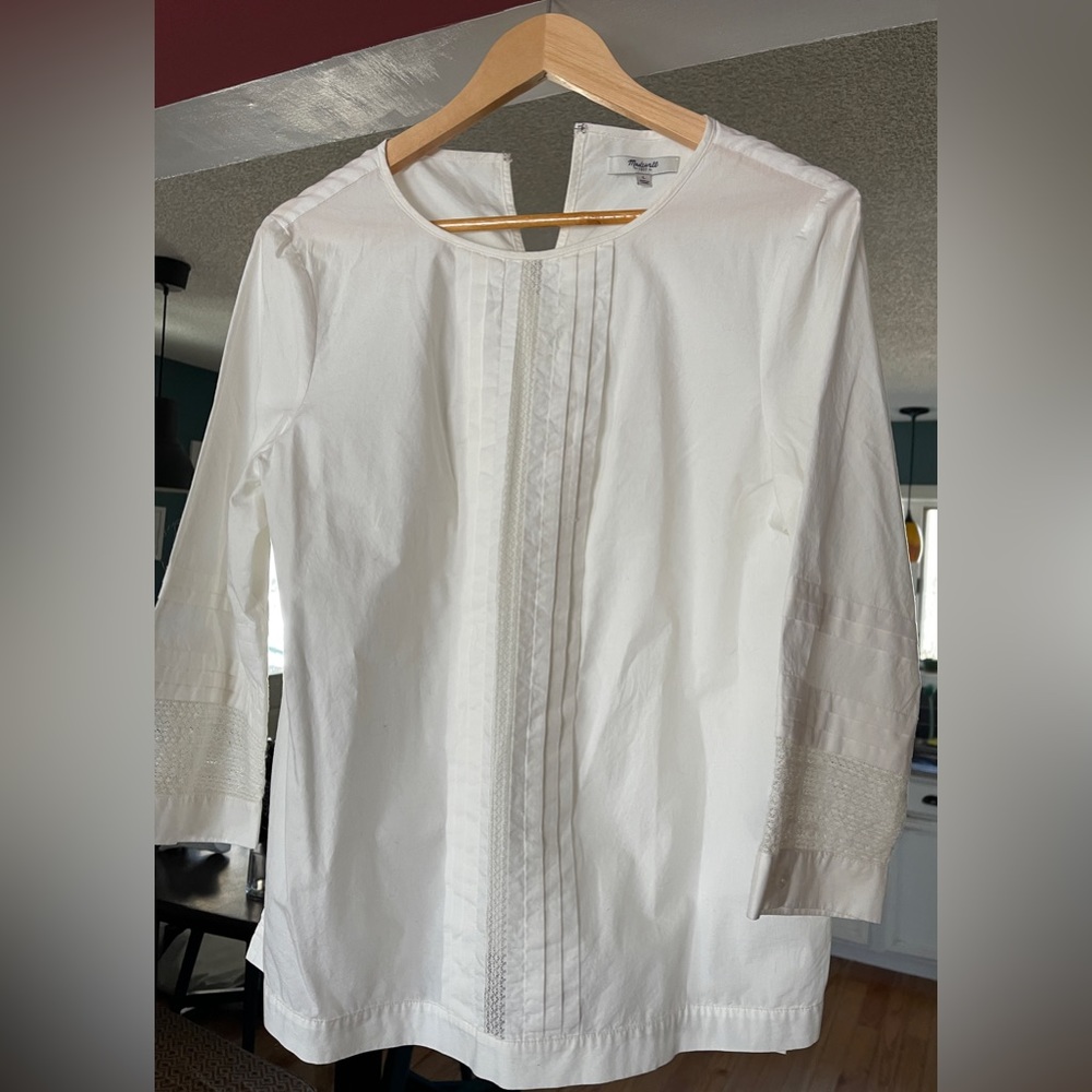 Madewell white 3/4 sleeve dress shirt